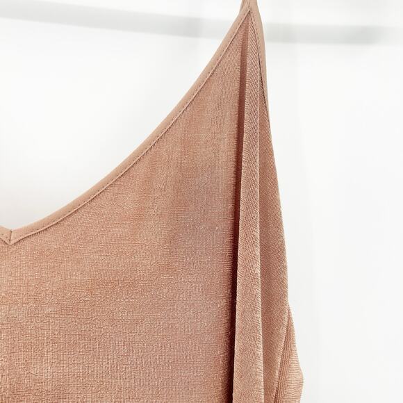 Zara Womens Cocktail Party Coquette V-Neck Slinky Metallic Slip Dress Size M Tan - Picture 4 of 7